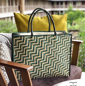 Handwoven Mengkuang Bag Songket Series Zig Zag Pattern