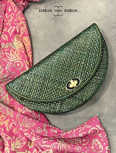 Handwoven Mengkuang Halfmoon Clutch