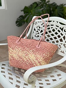 Handwoven Mengkuang Basket Two Tones Bag