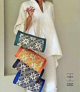 Handwoven Mengkuang Songket Series Clutch