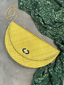 Handwoven Mengkuang Halfmoon Clutch