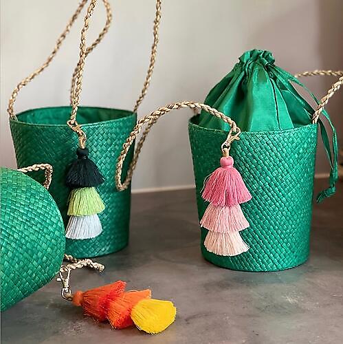 Handwoven Mengkuang Bucket Bag