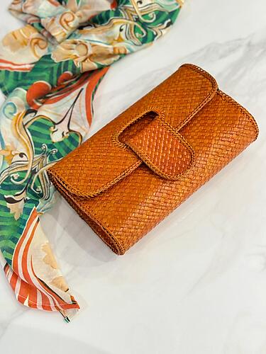 Handwoven Mengkuang Clutch Flap Curve